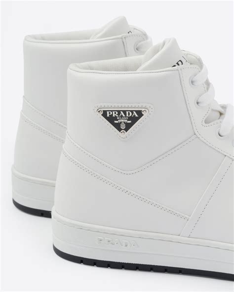 prada tessuto leather high top sneakers|Prada downtown sneakers.